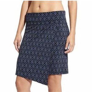 Athleta Womens Size XXS Blue Printed Seaside Foldover Faux Wrap Skirt
